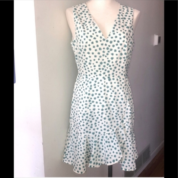 Rebecca Taylor Ruffle Trim Dress Emerald daisy Print 2 NWT - Picture 2 of 9